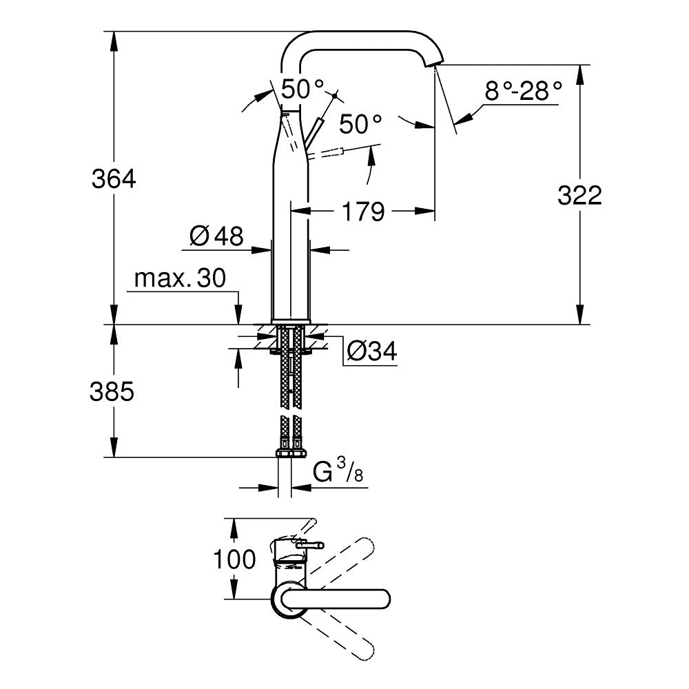 32901GL1 Grohe Essence visoka vrtljiva armatura za umivalnik