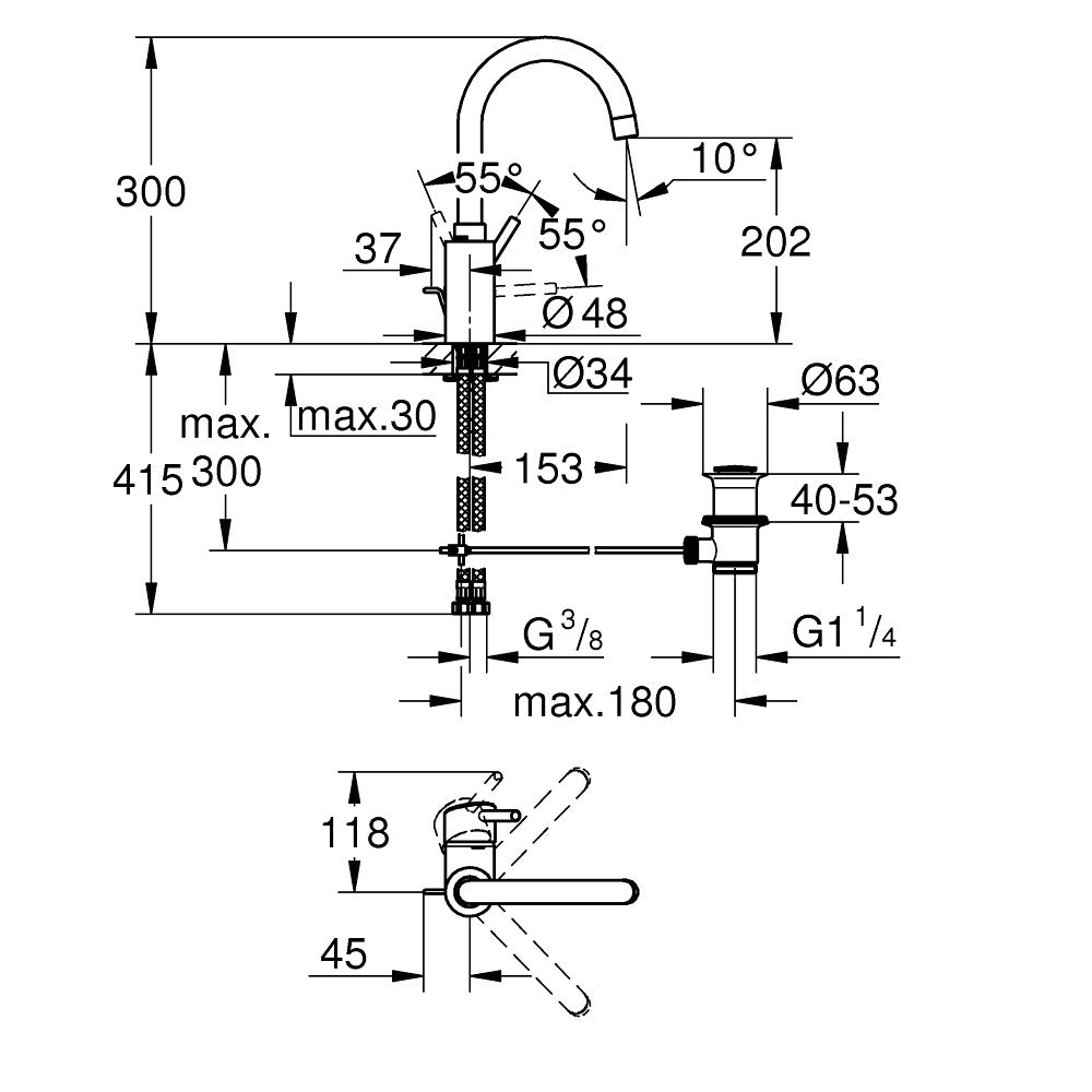 32629002 Grohe Concetto visoka vrtljiva armatura za umivalnik