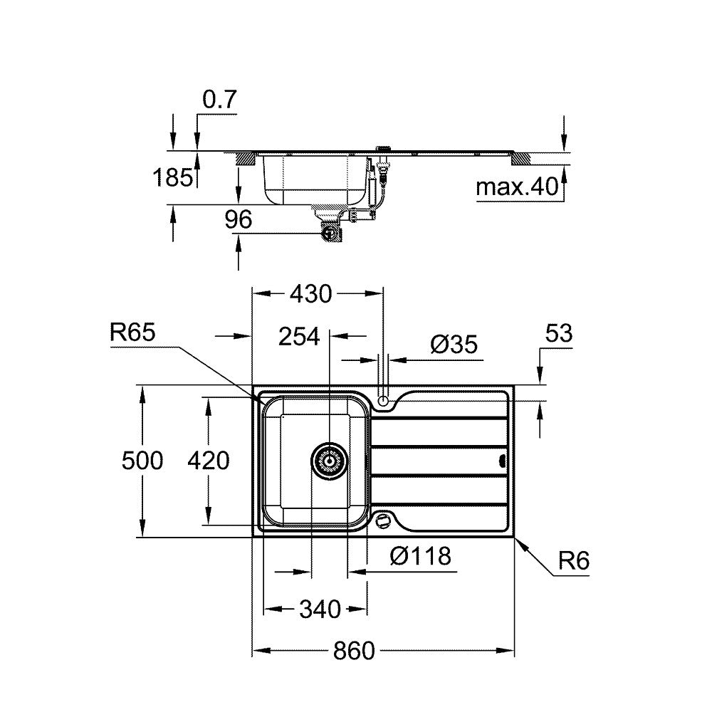 31571SD1 Grohe K500 pomivalno korito iz nerjavnega jekla