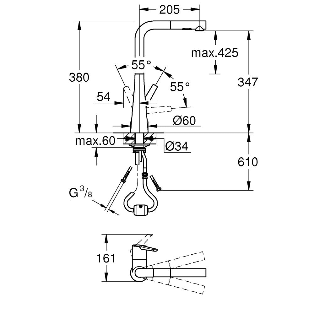 32553002 Grohe Zedra izvlečna kuhinjska armatura