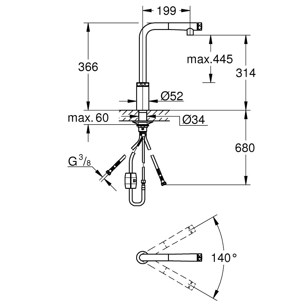 31613DC0 Grohe Minta SmartControl izvlečna kuhinjska armatura