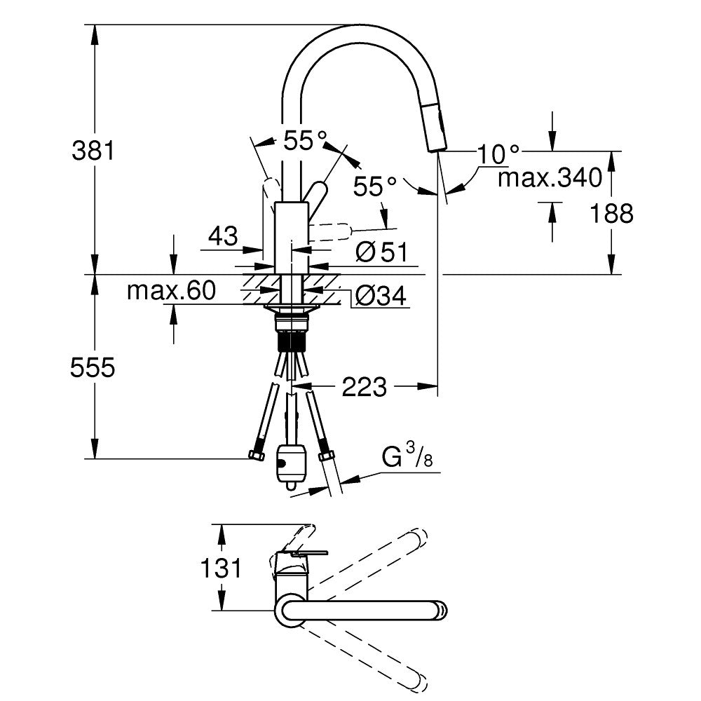 31484001 Grohe Get izvlečna kuhinjska armatura