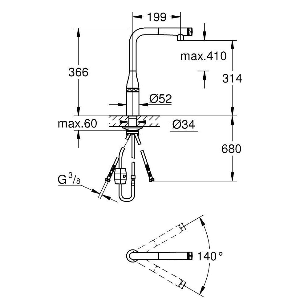 31615AL0 Grohe Essence SmartControl izvlečna kuhinjska armatura