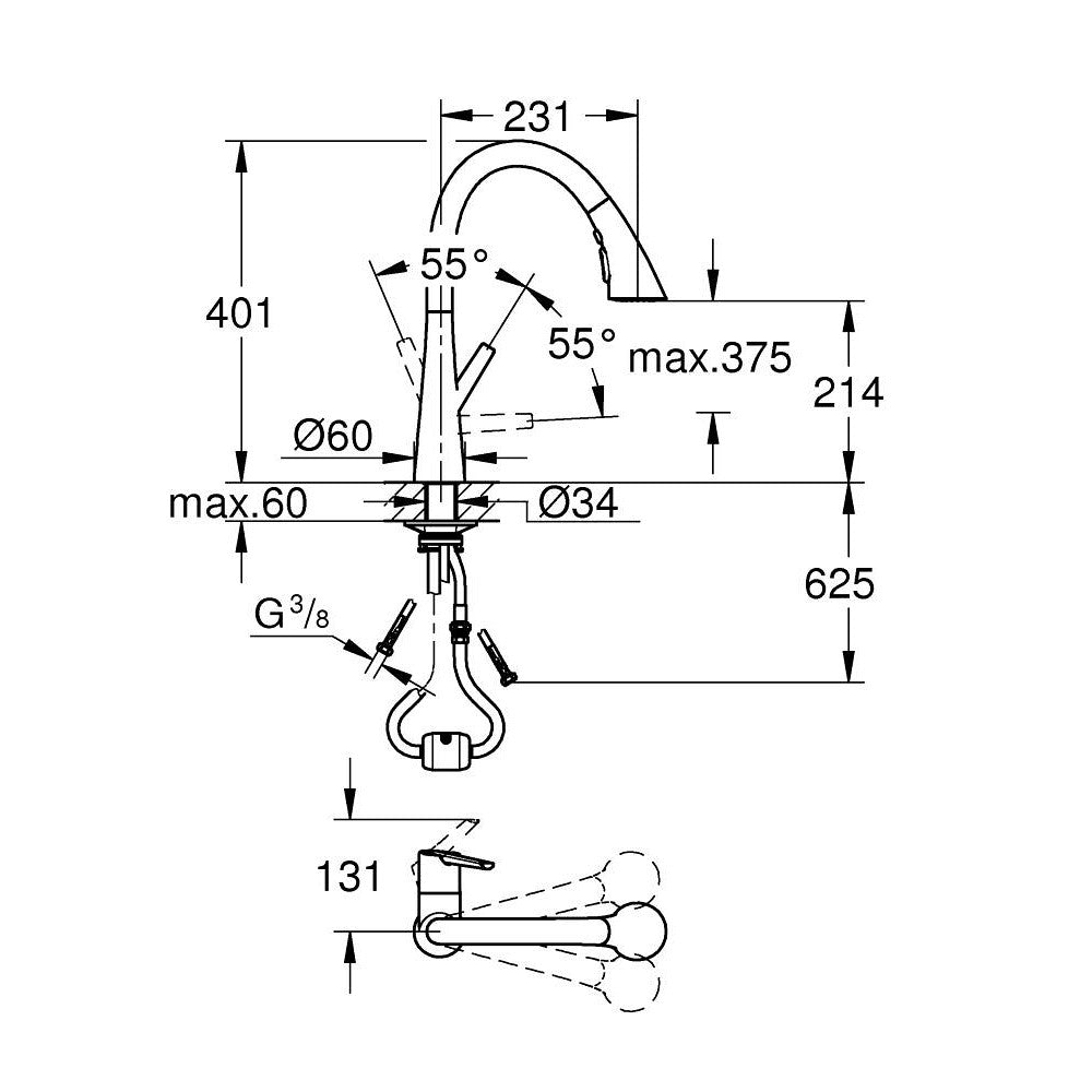 32294DC2 Grohe Zedra izvlečna kuhinjska armatura