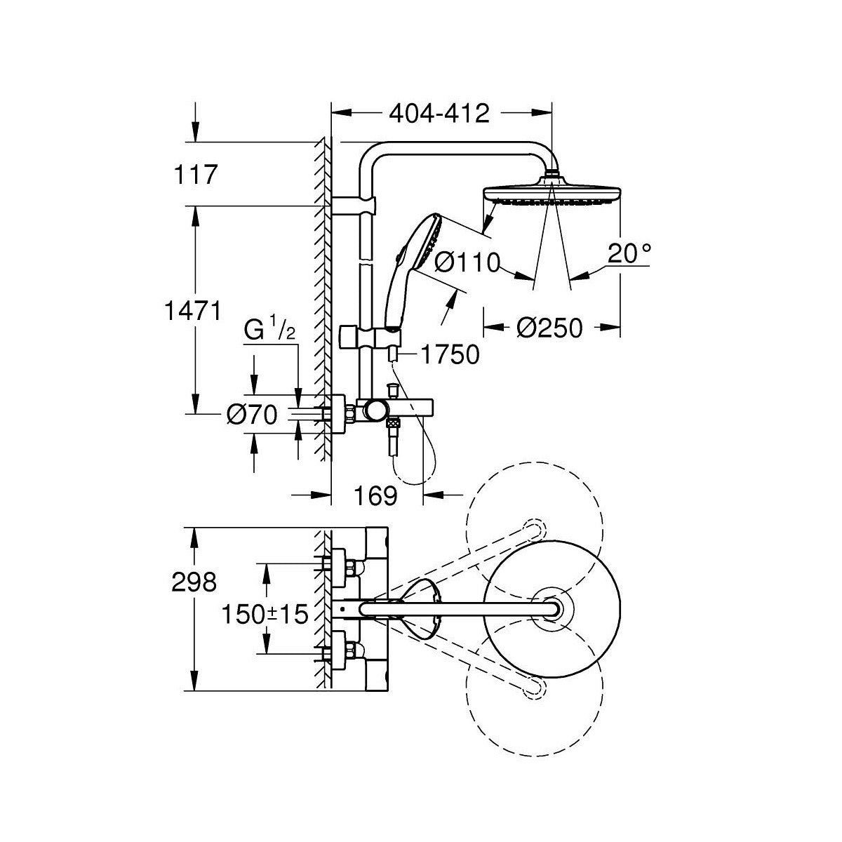 269882431 Grohe Vitalio Start armatura za kad termostatska s tuš setom