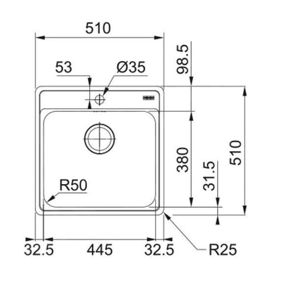 101.0698.010 Franke Bell BCX 610-51 pomivalno korito iz nerjavnega jekla