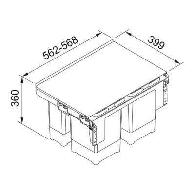 121.0200.676 Franke Garbo 60/4, 2 x 8l, 2 x 12l sorter odpadkov