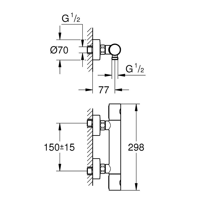 34065AL2 Grohe Grohtherm 1000 Cosmopolitan armatura za tuš termostatska