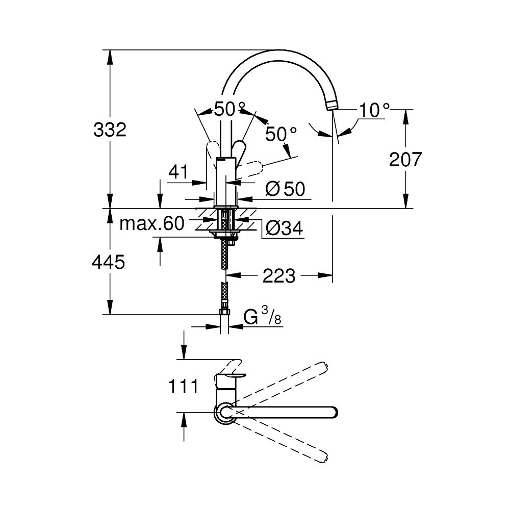 31367000 Grohe BauEdge kuhinjska armatura