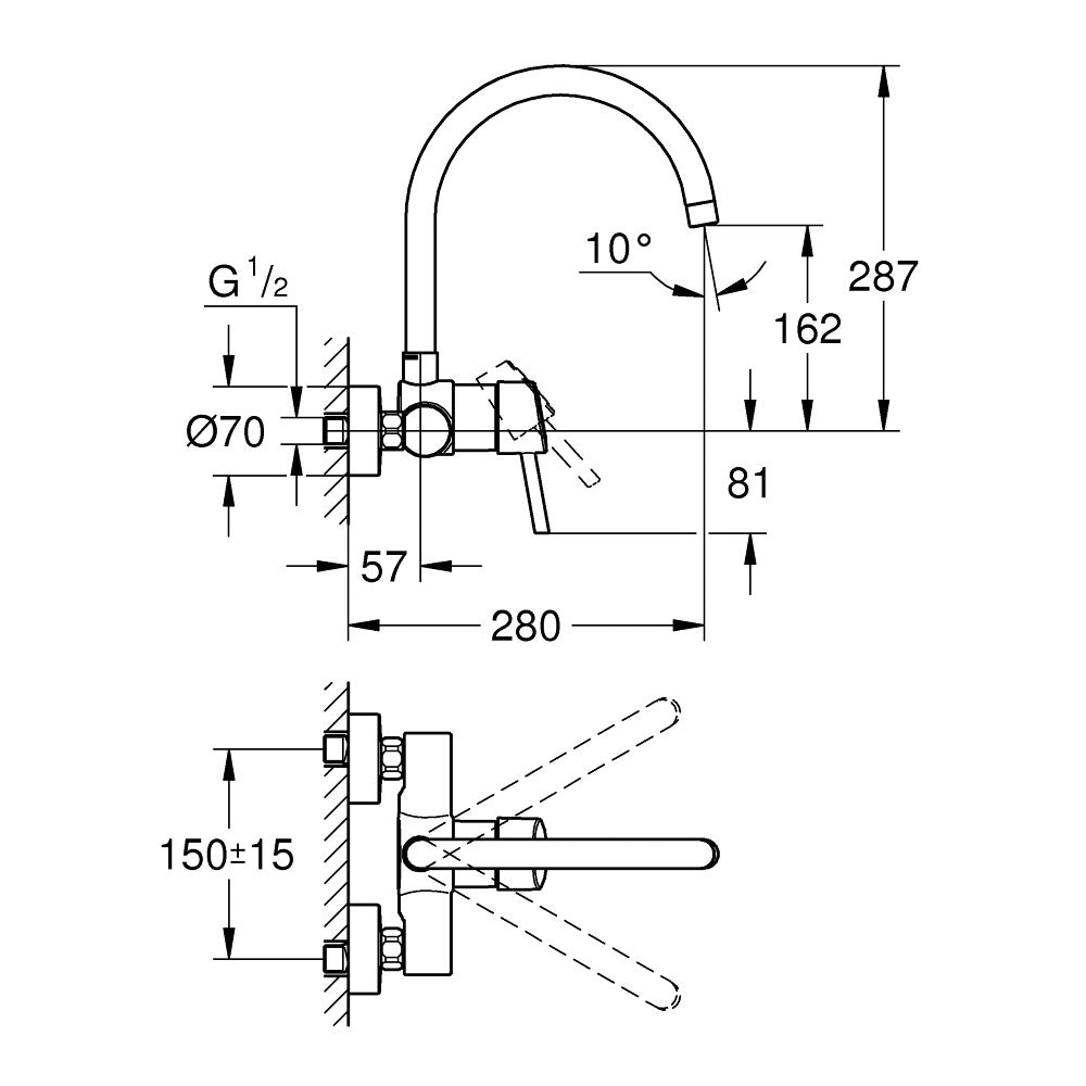 32667001 Grohe Concetto stenska kuhinjska armatura