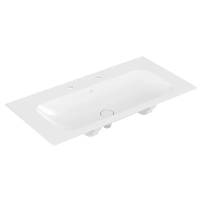 4164A1R1 Villeroy & Boch Finion Vanity CeramicPlus 100 x 50 cm vgradni keramični umivalnik z 2 odprtinama za armaturo