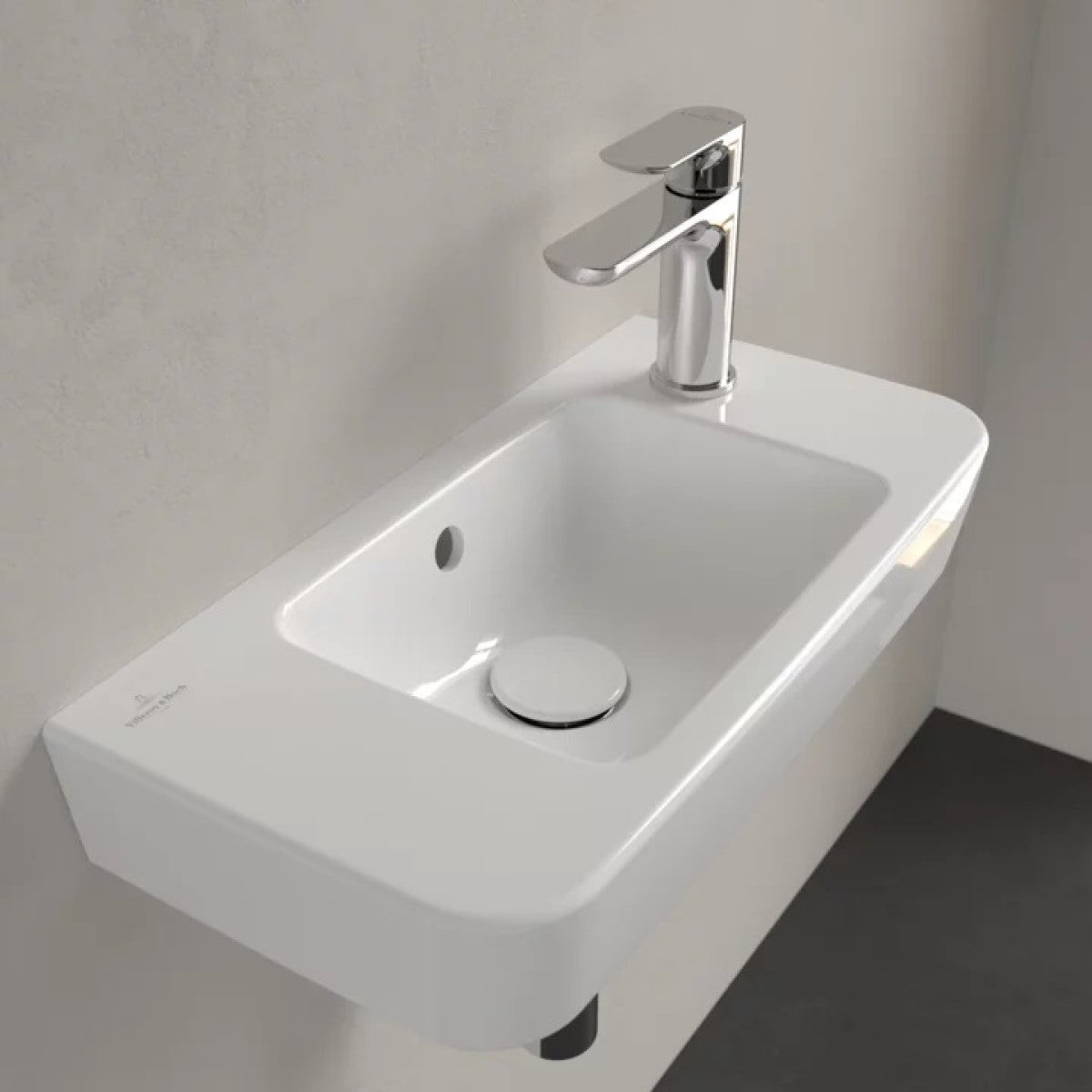 4342R501 Villeroy & Boch O.Novo Compact 50 x 25 cm keramični umivalnik z odprtino za armaturo desna izvedba