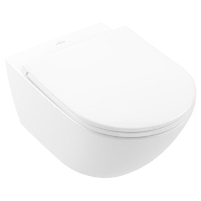 4670T9R1 Villeroy & Boch Universo Combi-Pack CeramicPlus TwistFlush viseča brezrobna WC školjka z WC desko s počasnim zapiranjem