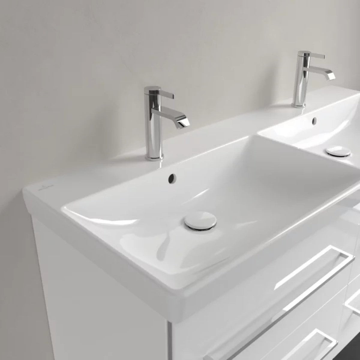 4A23CK01 Villeroy & Boch Avento 120 x 47 cm dvojni keramični umivalnik z 2 odprtinama za armaturo