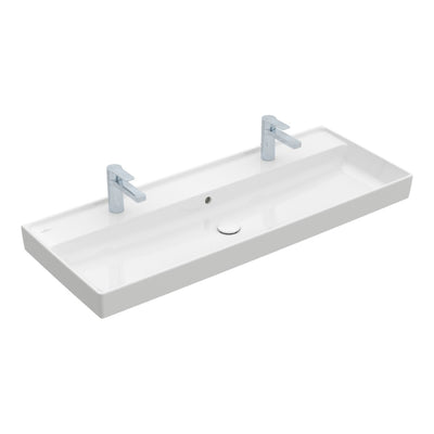 4A33C401 Villeroy & Boch Collaro 120 x 47 cm dvojni keramični umivalnik z 2 odprtinama za armaturo