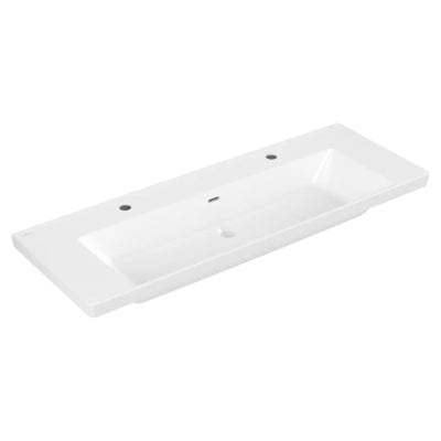 4A70D4RW Villeroy & Boch Subway 3.0 CeramicPlus 130 x 47 cm dvojni keramični umivalnik z 2 odprtinama za armaturo