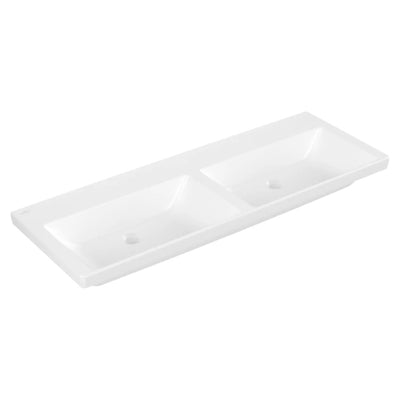 4A71D3RW Villeroy & Boch Subway 3.0 CeramicPlus 130 x 47 cm dvojni keramični umivalnik brez odprtine za armaturo