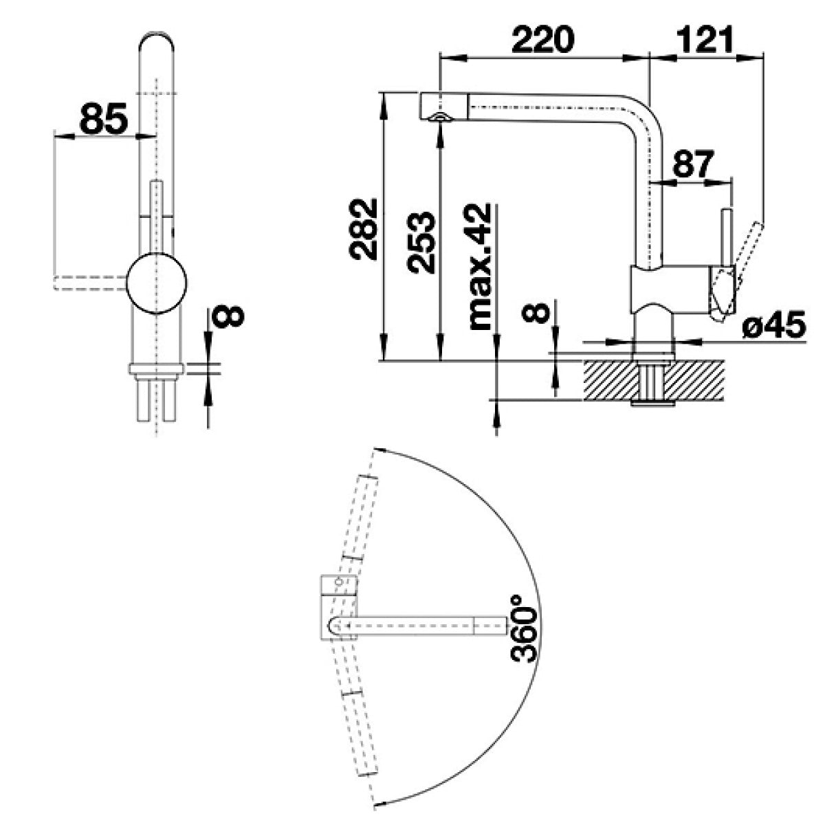 525806 Blanco Linus črna kuhinjska armatura