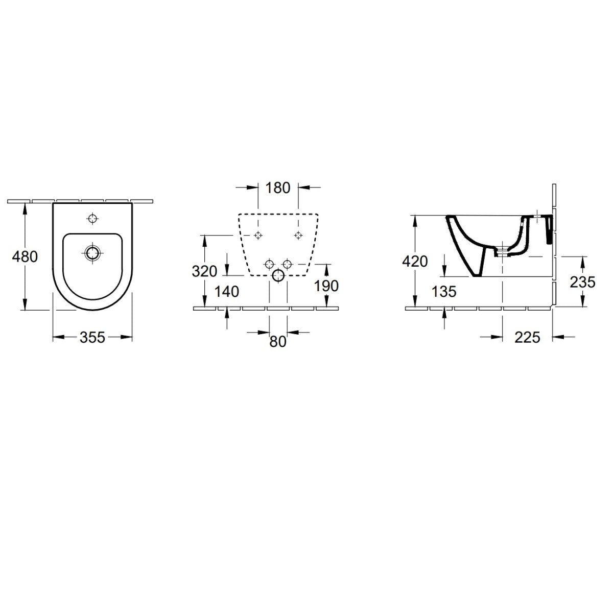 54060001 Villeroy & Boch Subway 2.0 compact 35,5 x 48 cm viseči bide