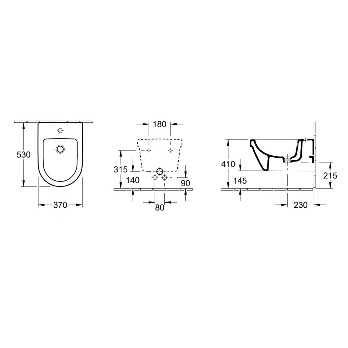 54840001 Villeroy & Boch Architectura 37 x 54 cm viseči bide