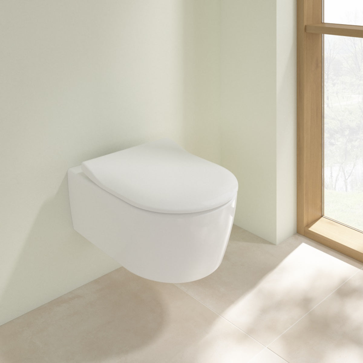 5656HRR1 Villeroy & Boch Avento Combi-Pack CeramicPlus viseča WC školjka z WC desko s počasnim zapiranjem