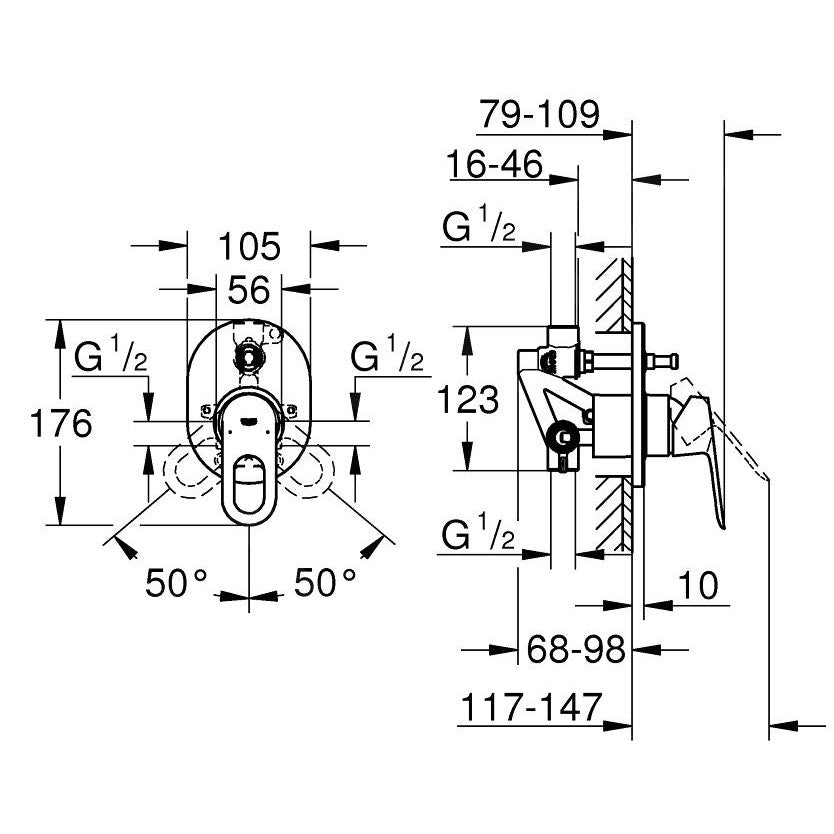 29041000 Grohe BauLoop (2 priključka) pokrivna plošča za kad ali tuš