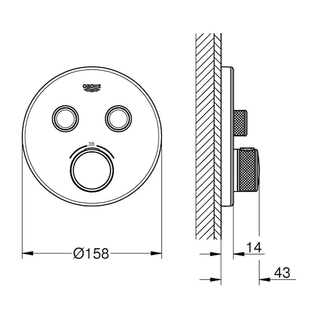 29119000 Grohe Grohtherm SmartControl termostatska pokrivna plošča