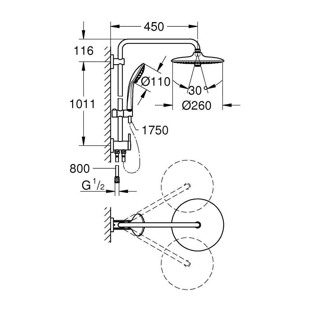 27357002 Grohe Vitalio Joy 260 tuš set brez armature