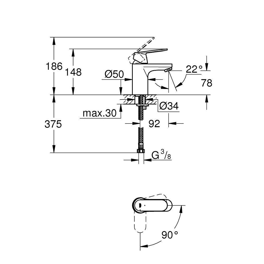 Armature za umivalnike — 2337600E Grohe Eurosmart Cosmopolitan Cold Start armatura za umivalnik | SAN-KERAMIKA.SI