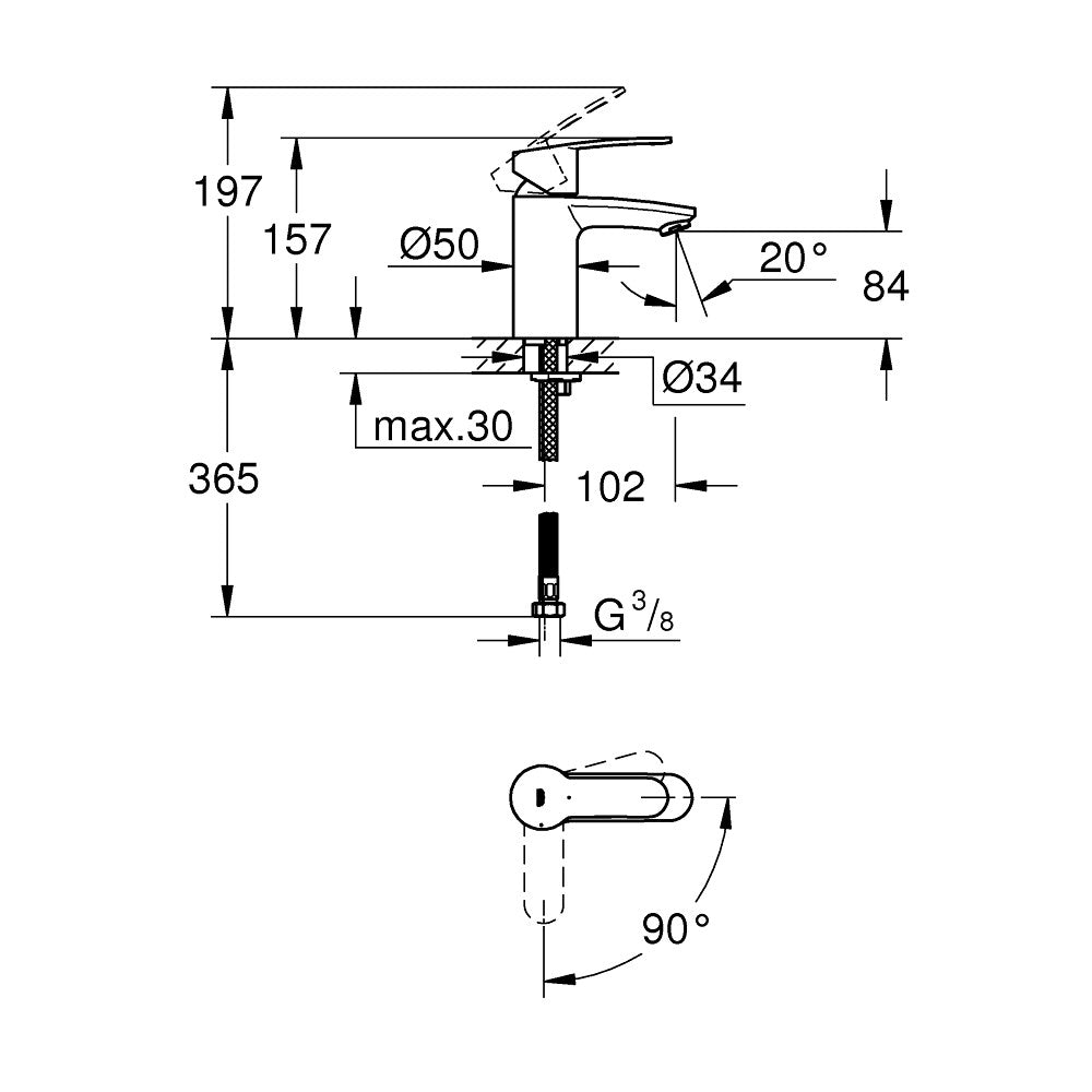 Armature za umivalnike — 2337320E Grohe Eurostyle Cosmopolitan Cold Start armatura za umivalnik | SAN-KERAMIKA.SI