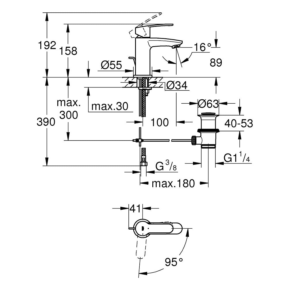 Armature za umivalnike — 2338720E Grohe Eurostyle Cosmopolitan Cold Start armatura za umivalnik | SAN-KERAMIKA.SI