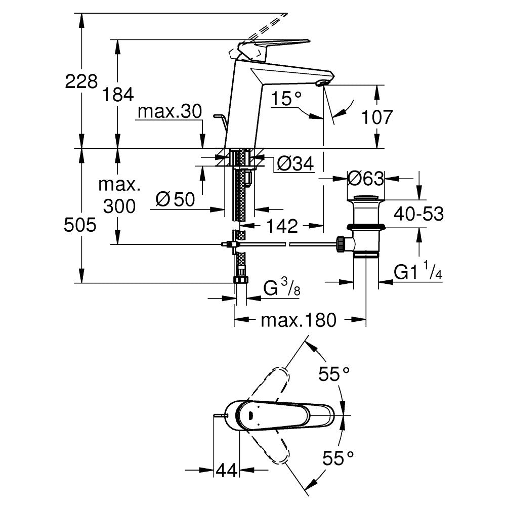 Armature za umivalnike — 23448002 Grohe Eurodisc armatura za umivalnik | SAN-KERAMIKA.SI