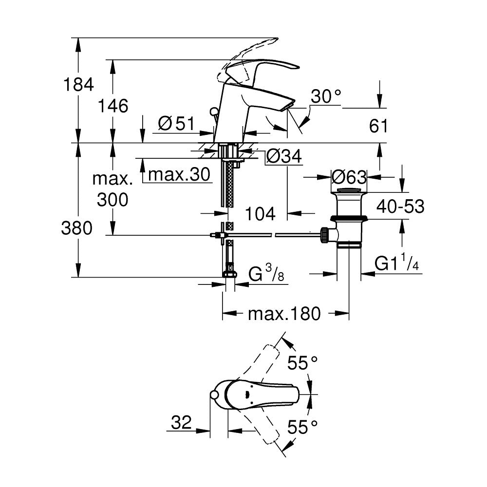 Armature za umivalnike — 23456002 Grohe Eurosmart armatura za umivalnik | SAN-KERAMIKA.SI