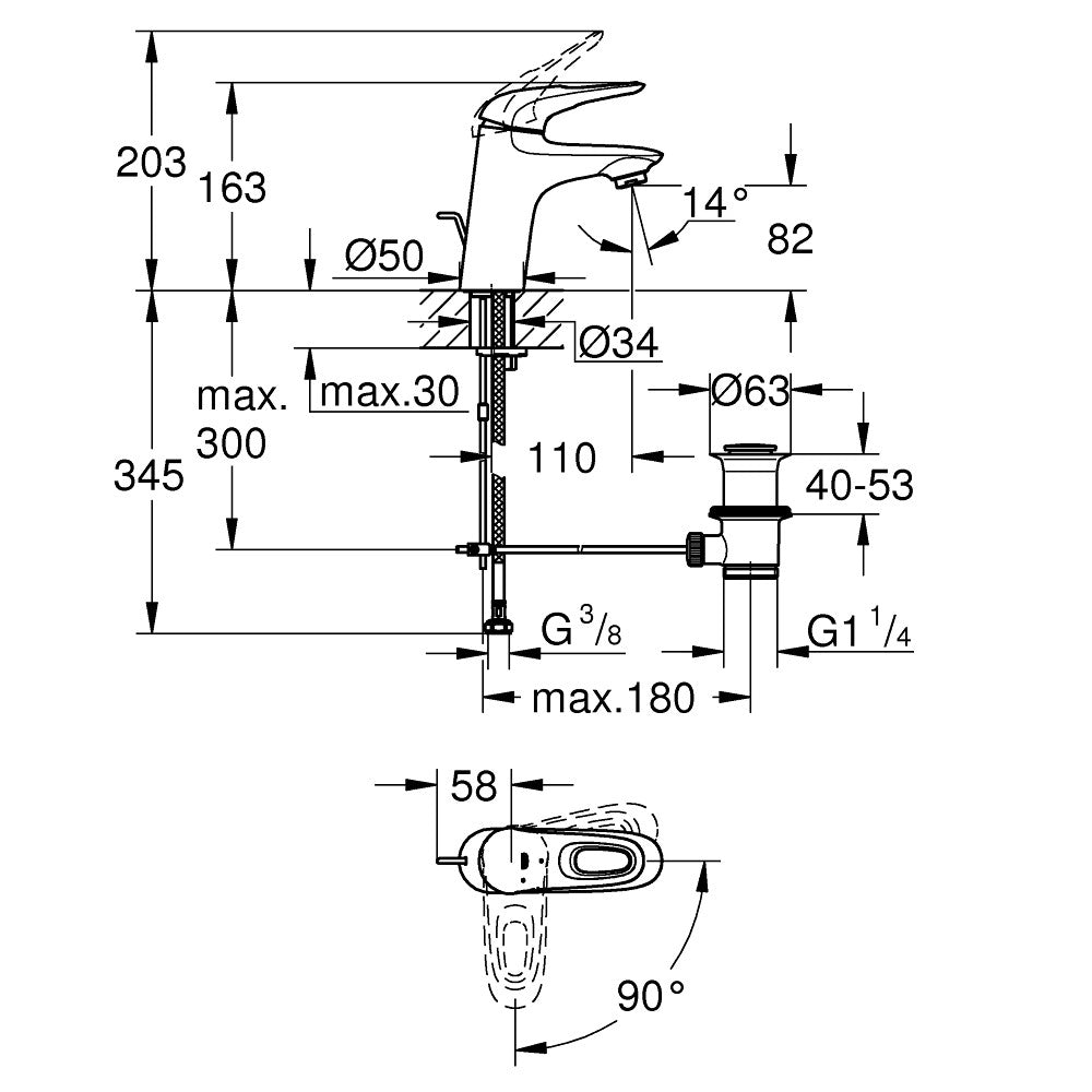 Armature za umivalnike — 23374003 Grohe Eurostyle Cold Start armatura za umivalnik | SAN-KERAMIKA.SI