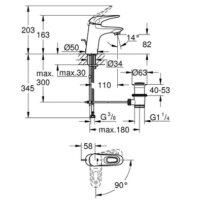 Armature za umivalnike — 23374003 Grohe Eurostyle Cold Start armatura za umivalnik | SAN-KERAMIKA.SI