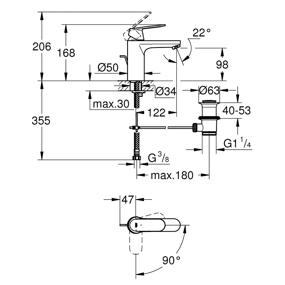 Armature za umivalnike — 2339600E Grohe Eurosmart Cosmopolitan Cold Start armatura za umivalnik | SAN-KERAMIKA.SI