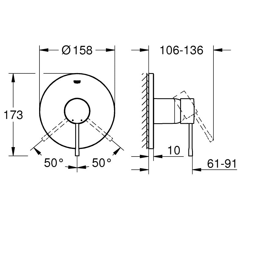 24057001 Grohe Essence (1 priključek) pokrivna plošča za tuš