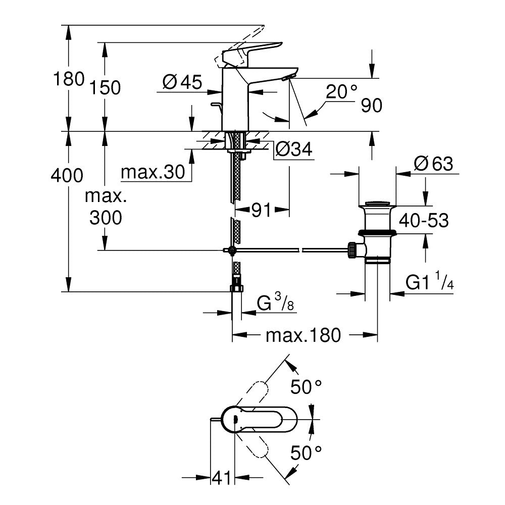 Armature za umivalnike — 23356000 Grohe BauEdge armatura za umivalnik | SAN-KERAMIKA.SI