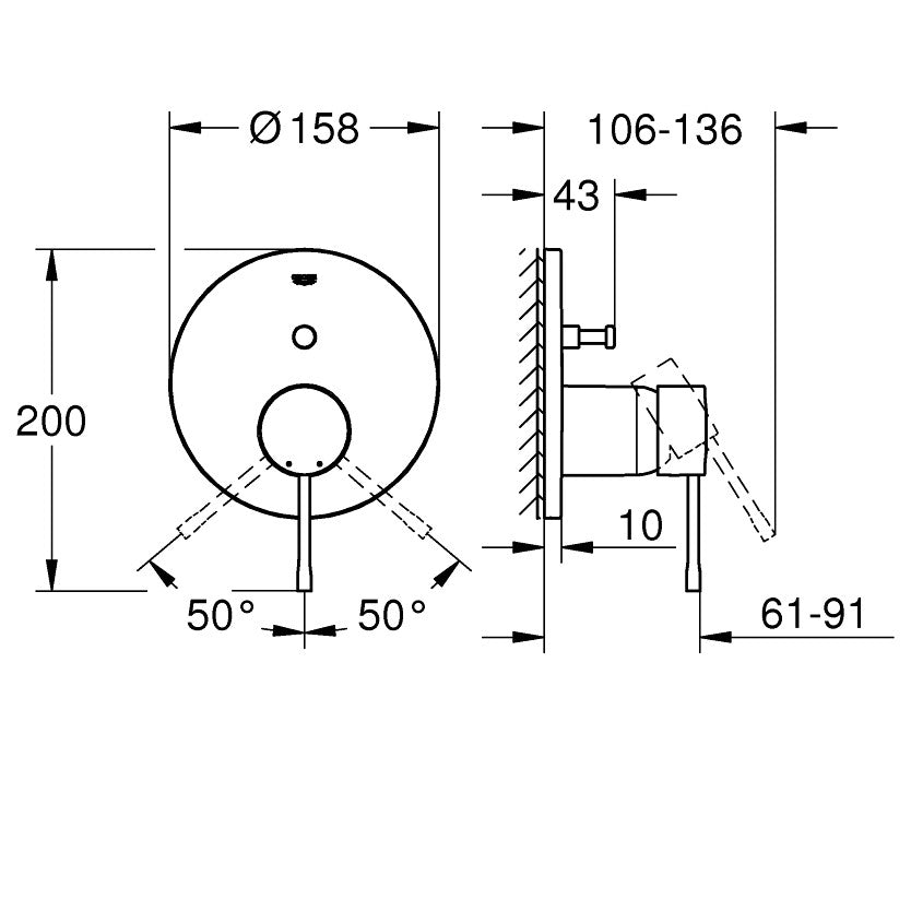 24058001 Grohe Essence (2 priključka) pokrivna plošča za kad ali tuš