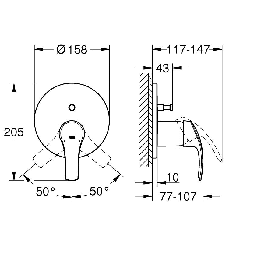 24043002 Grohe Eurosmart (2 priključka) pokrivna plošča za kad ali tuš