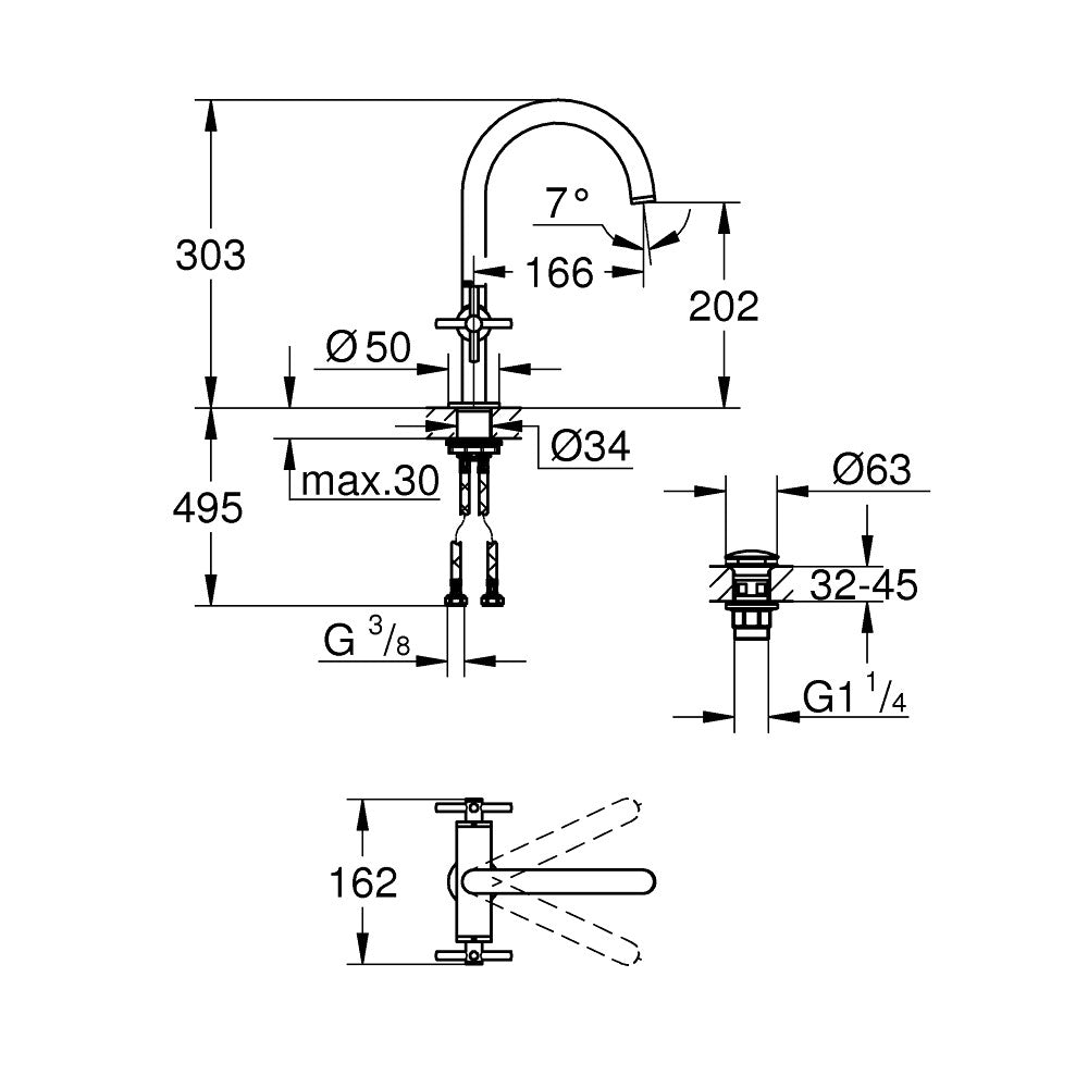 Armature za umivalnike — 21019003 Grohe Atrio vrtljiva armatura za umivalnik | SAN-KERAMIKA.SI