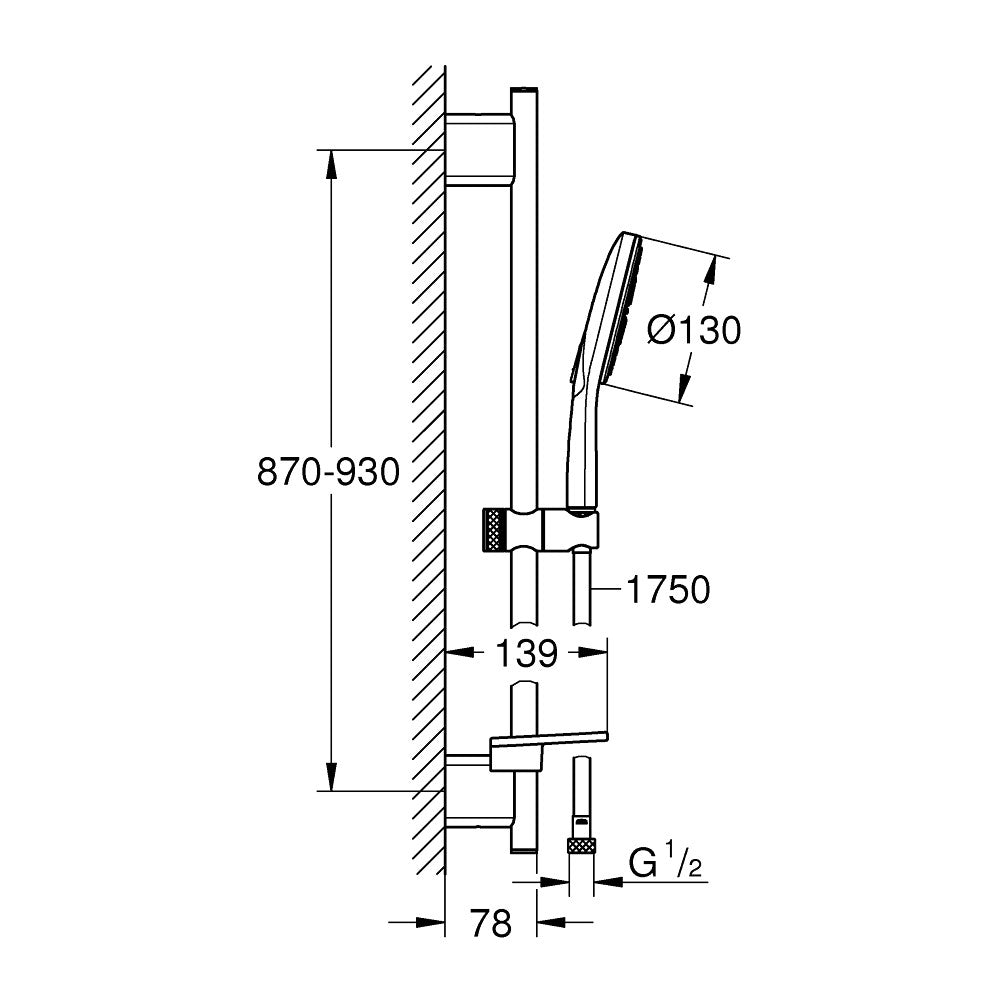 26578LS0 Grohe Rainshower SmartActive 130 tuš set brez armature