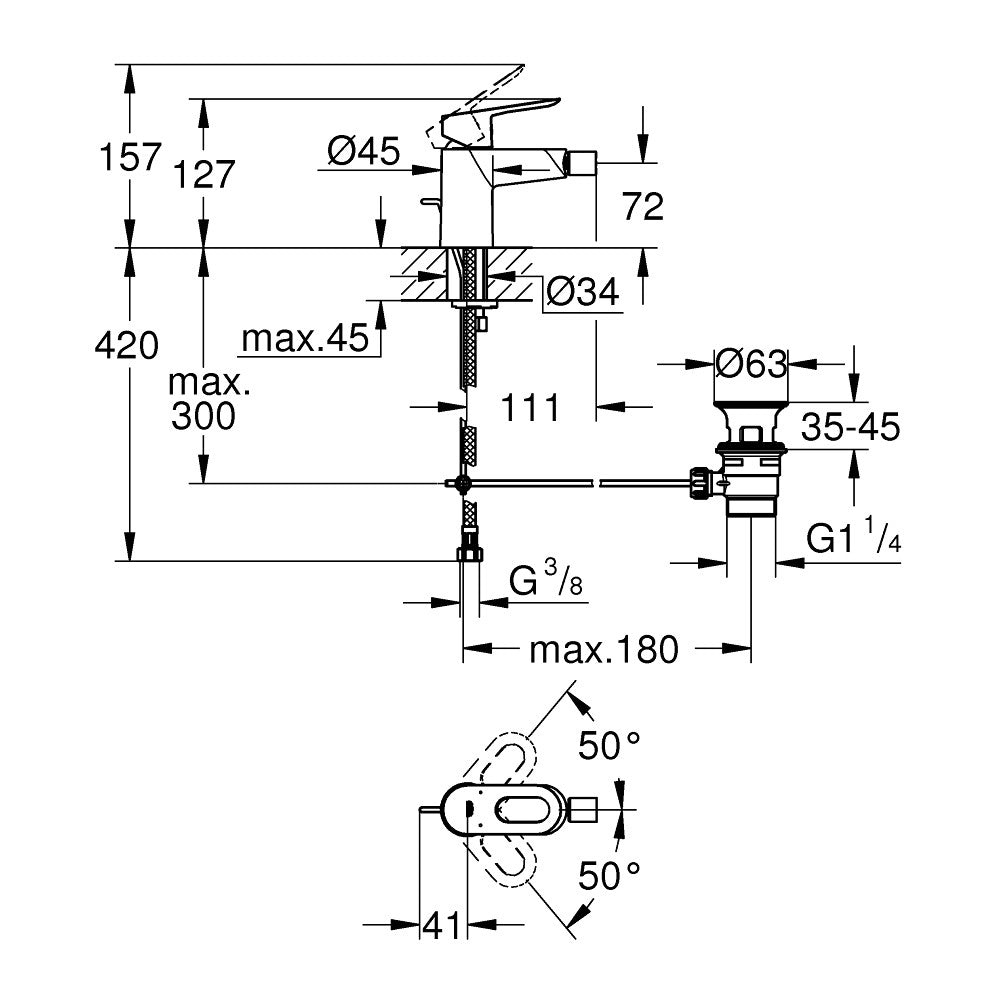 Armature za bide — 23338000 Grohe BauLoop armatura za bide | SAN-KERAMIKA.SI