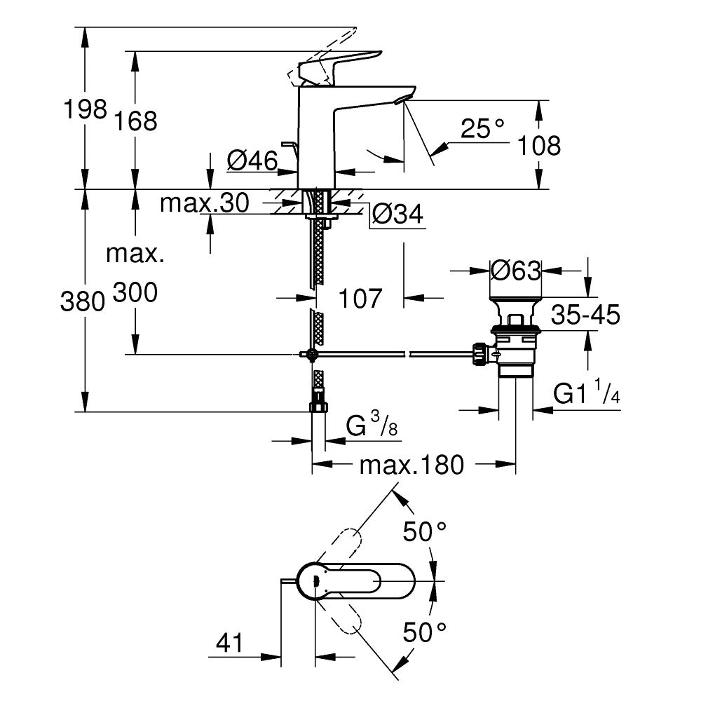 Armature za umivalnike — 23758000 Grohe BauEdge armatura za umivalnik | SAN-KERAMIKA.SI