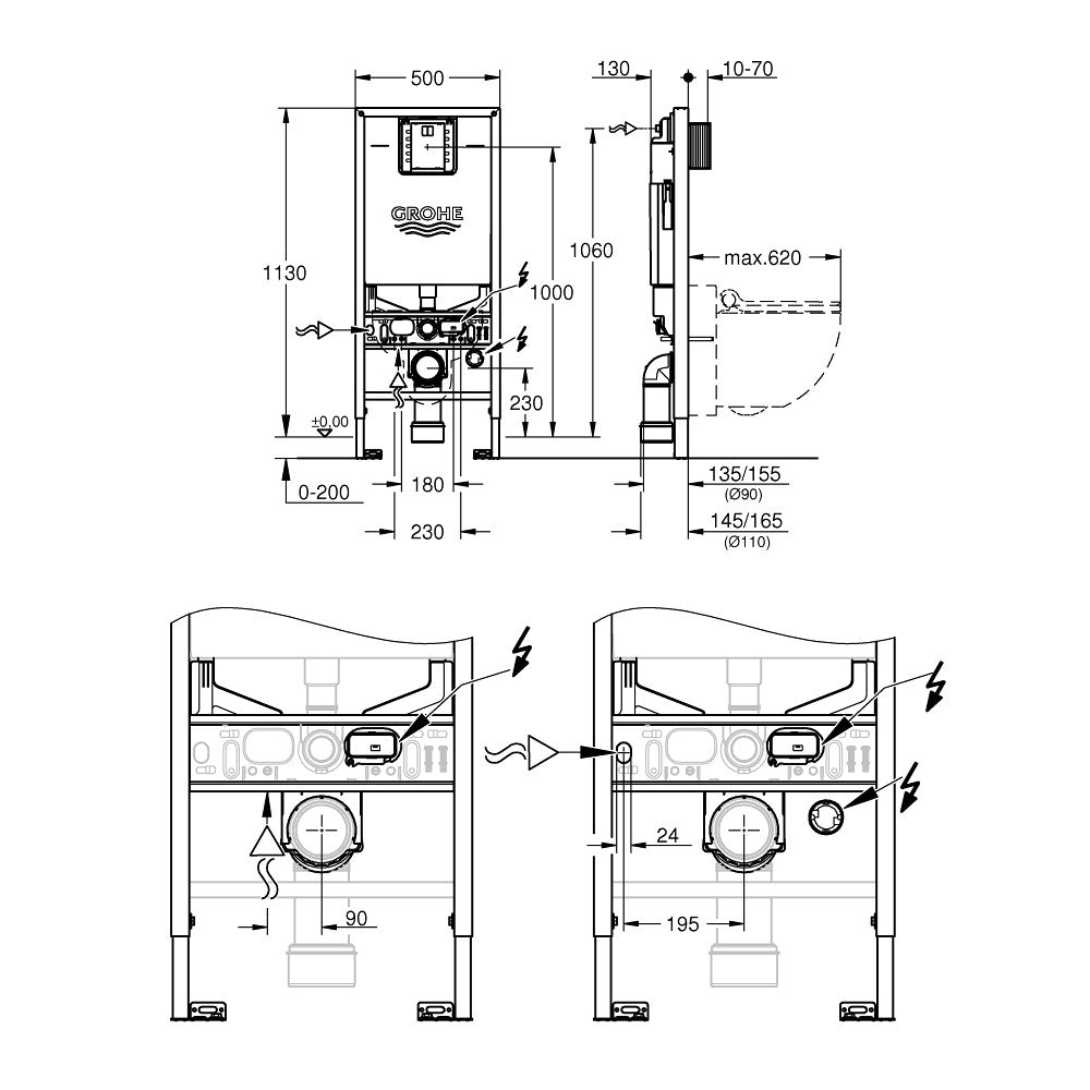 39596000 Grohe Rapid SLX podometni splakovalnik za WC školjko