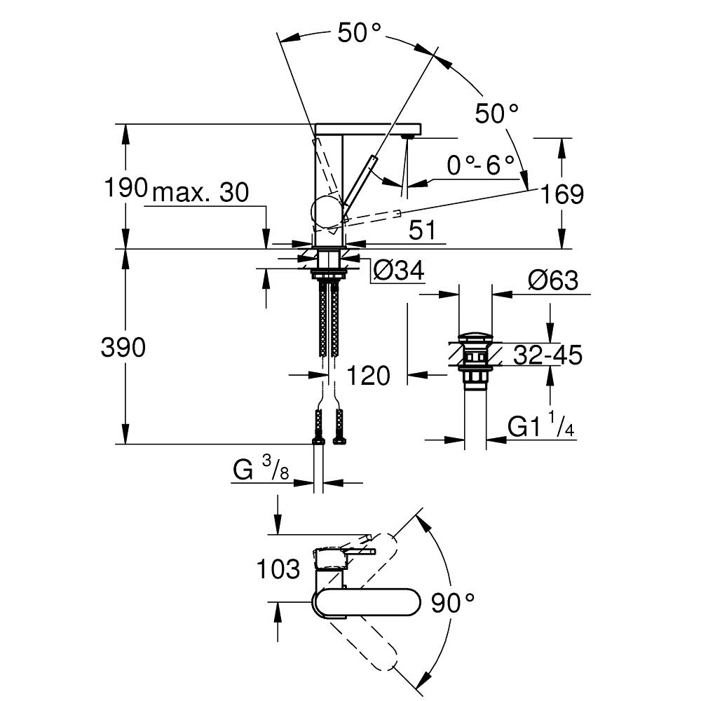 23872003 Grohe Plus vrtljiva armatura za umivalnik