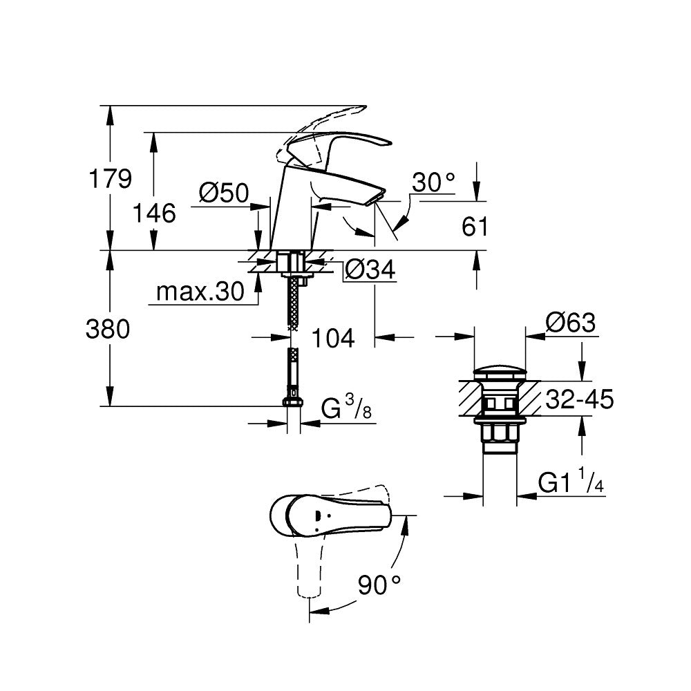 23924002 Grohe Eurosmart Cold Start armatura za umivalnik