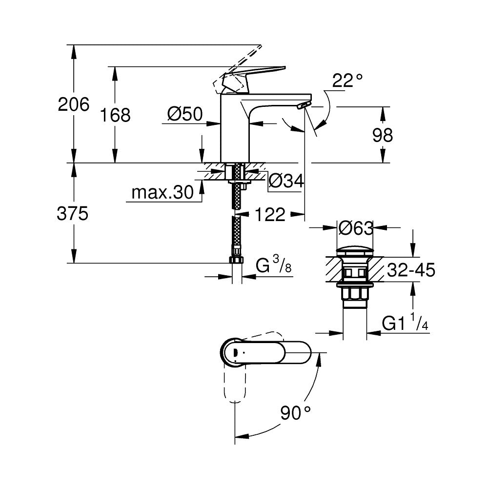 23928000 Grohe Eurosmart Cosmopolitan Cold Start armatura za umivalnik