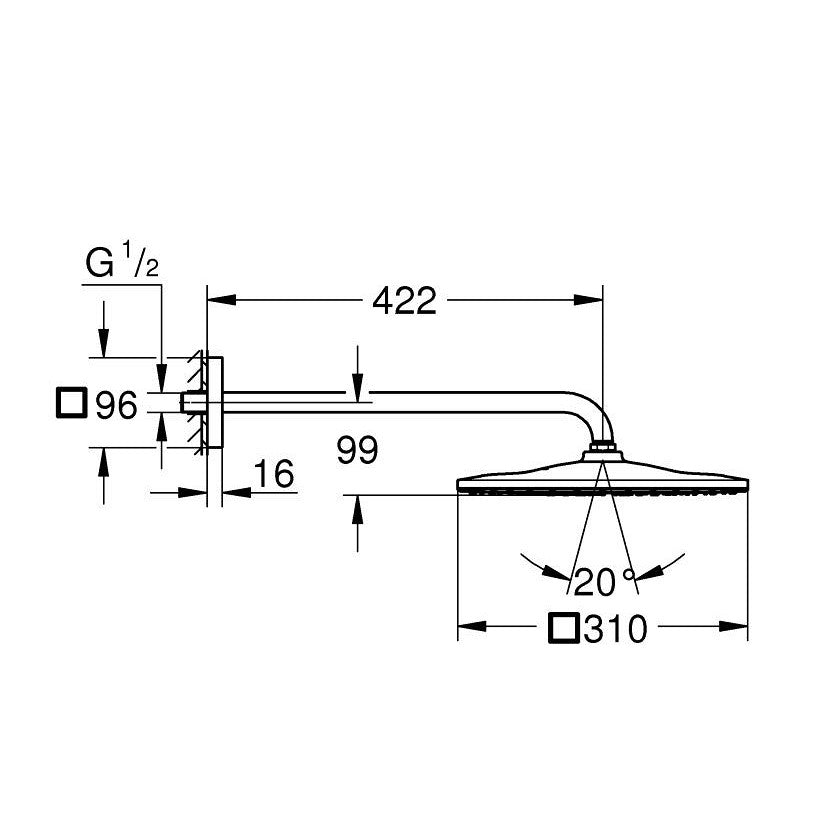 26563000 Grohe Rainshower Mono Cube 310 nadglavna prha