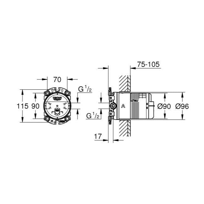 26483000 Grohe Rainshower univerzalni podometni del za nadglavno prho